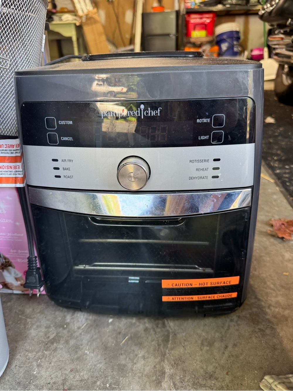 Pampered Chef Black and Silver Countertop Air Fryer Oven
